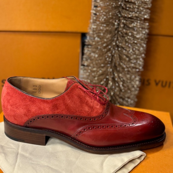Louis Vuitton Red Leather & Suede Wingtip Brogues - Picture 7 of 9